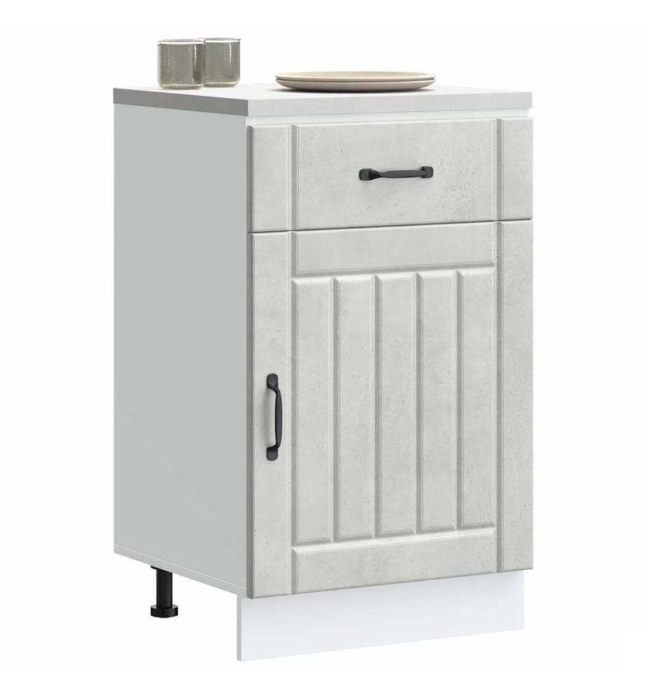 Armoire de cuisine Lucca gris béton bois ingénierie