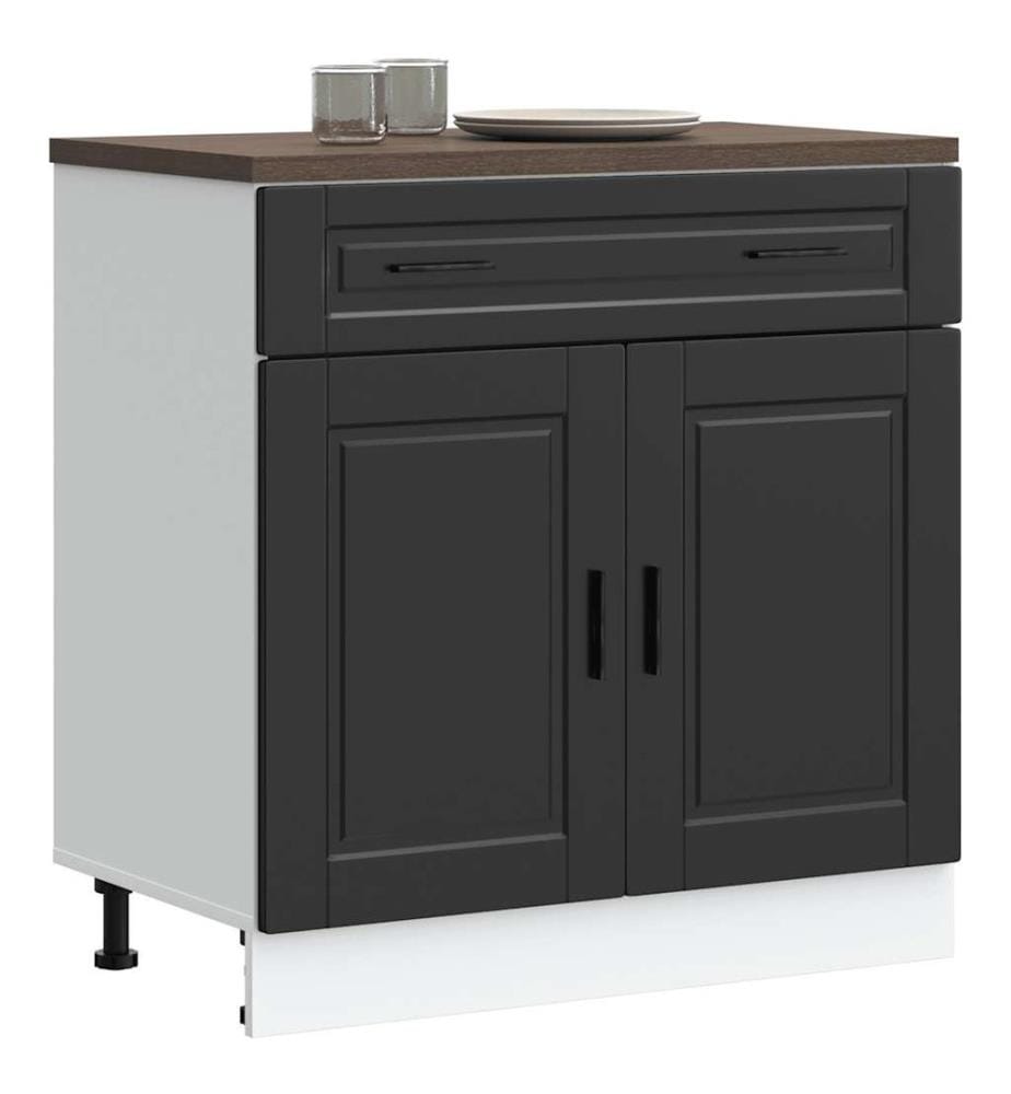 Armoire de cuisine Porto noir bois d'ingénierie
