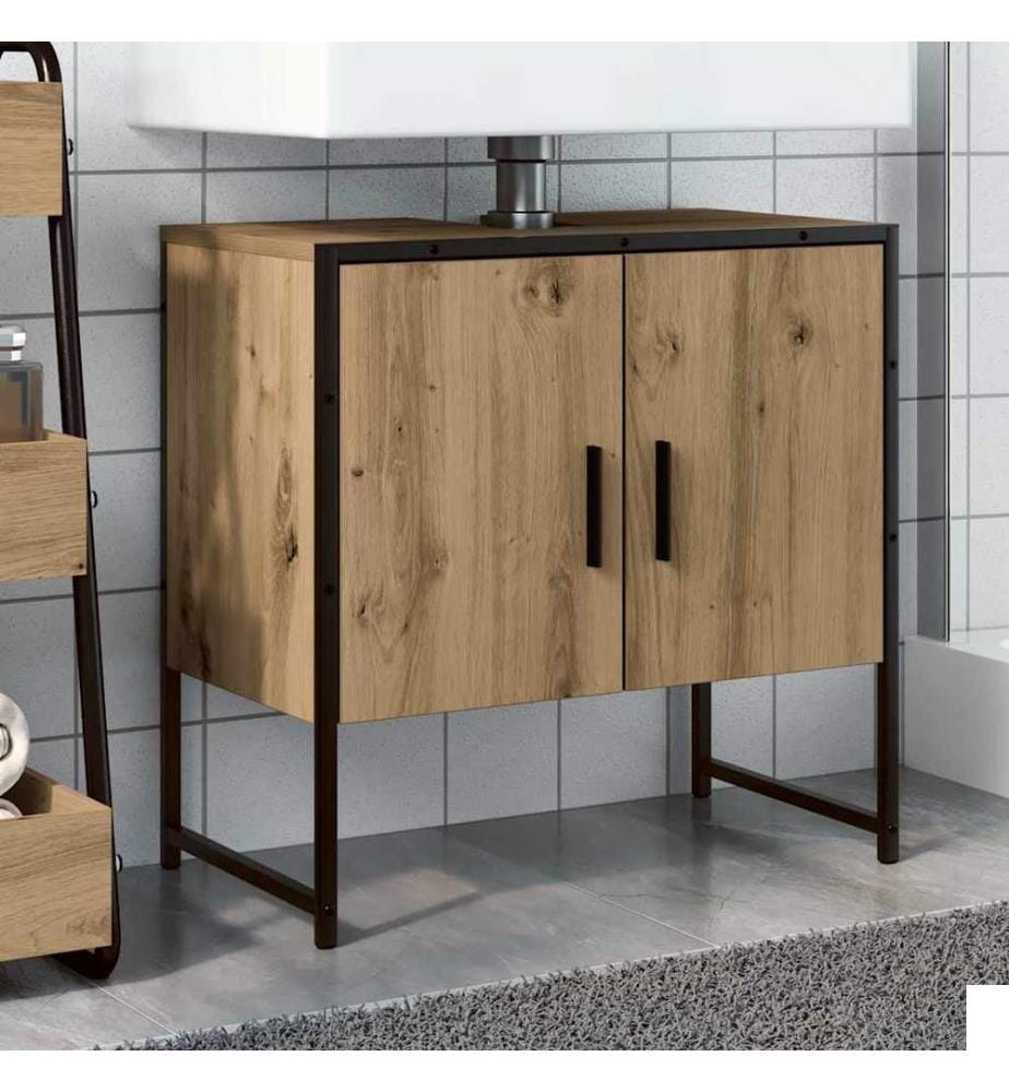 Armoire lavabo de salle de bain chêne artisanal 60x33x60 cm