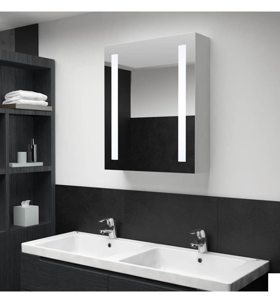 Armoire de salle de bain à miroir LED 50x13x70 cm