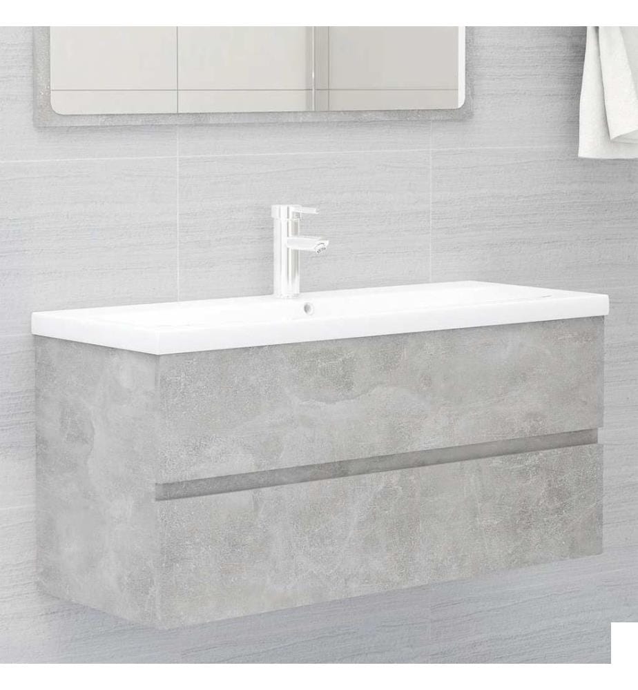 Armoire d'évier avec lavabo intégré Gris béton Aggloméré