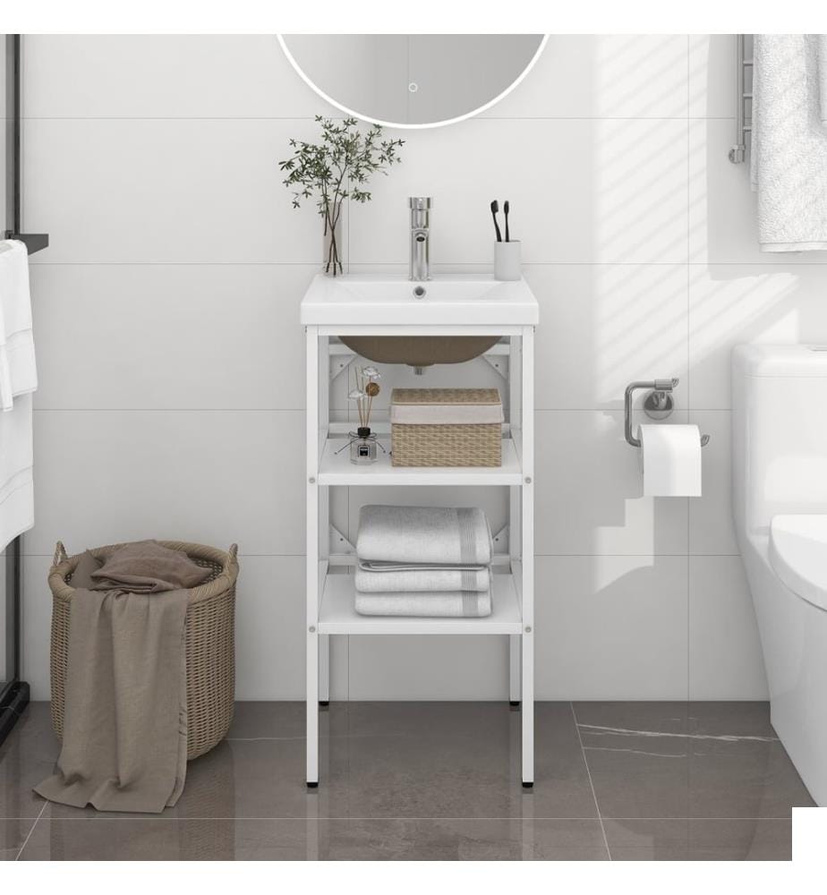 Cadre de lavabo de salle de bain vasque à encastrer Blanc Fer