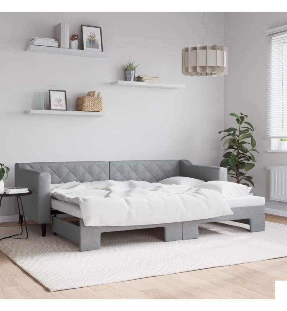 Lit de jour avec gigogne sans matelas gris clair 80x200 cm