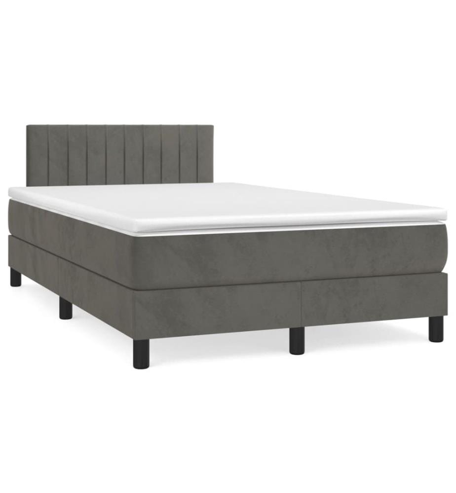 Sommier à lattes de lit et matelas gris foncé 120x190cm velours