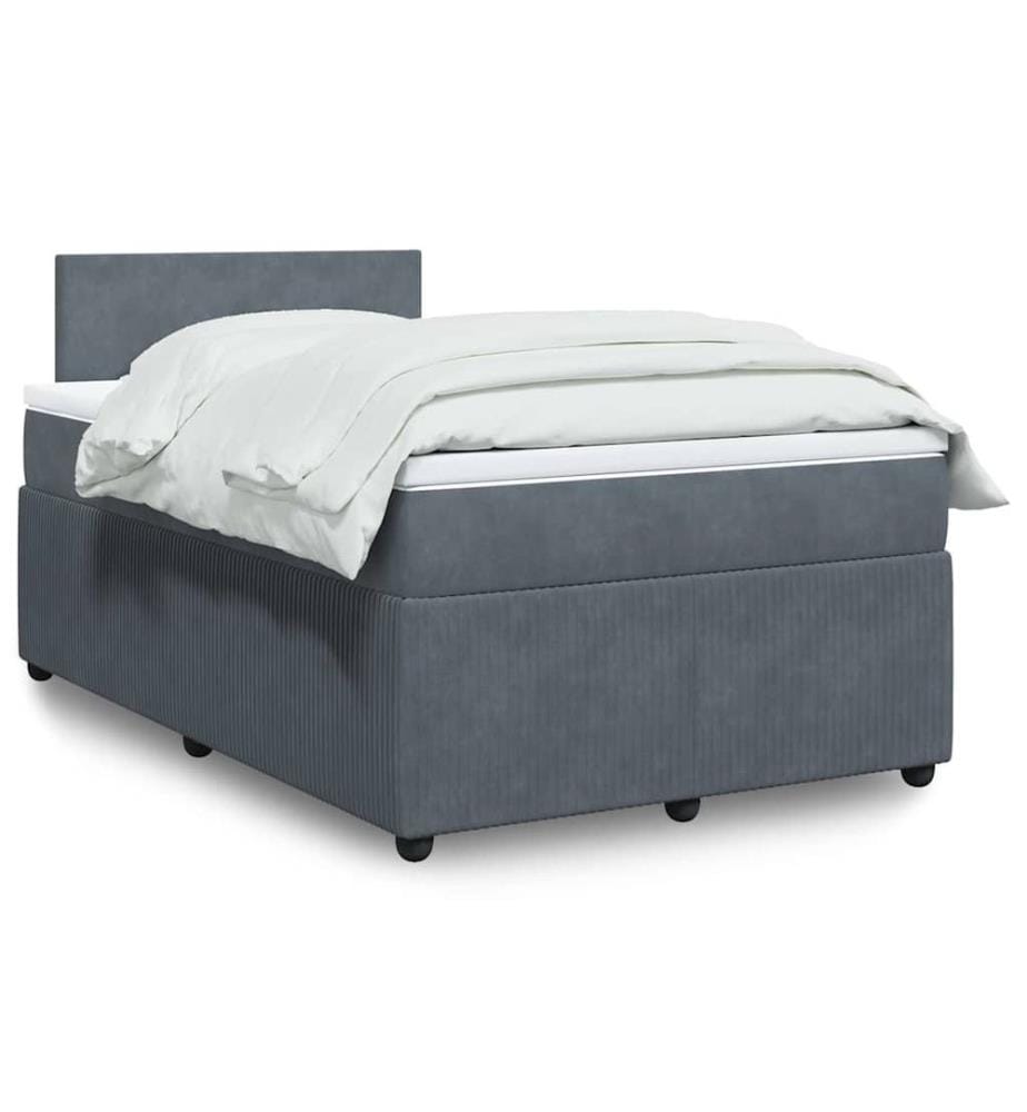 Sommier à lattes de lit et matelas Gris foncé 120x200cm Velours