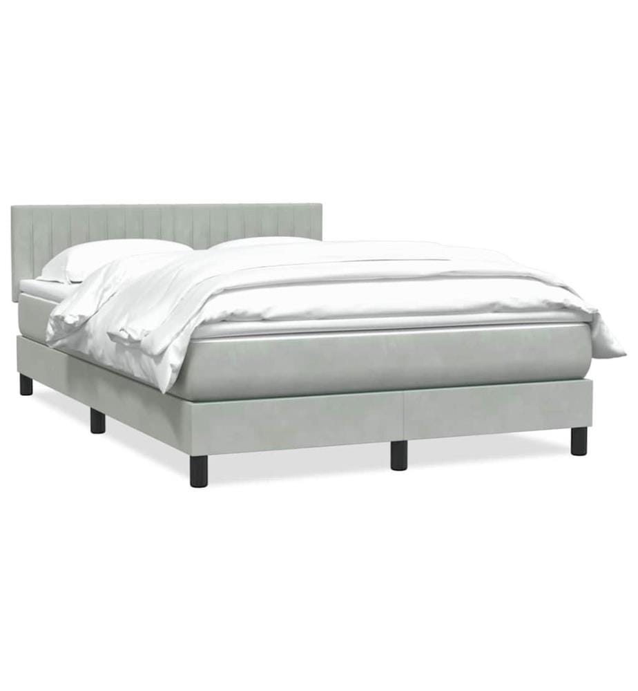 Sommier à lattes de lit et matelas gris clair 160x210cm velours