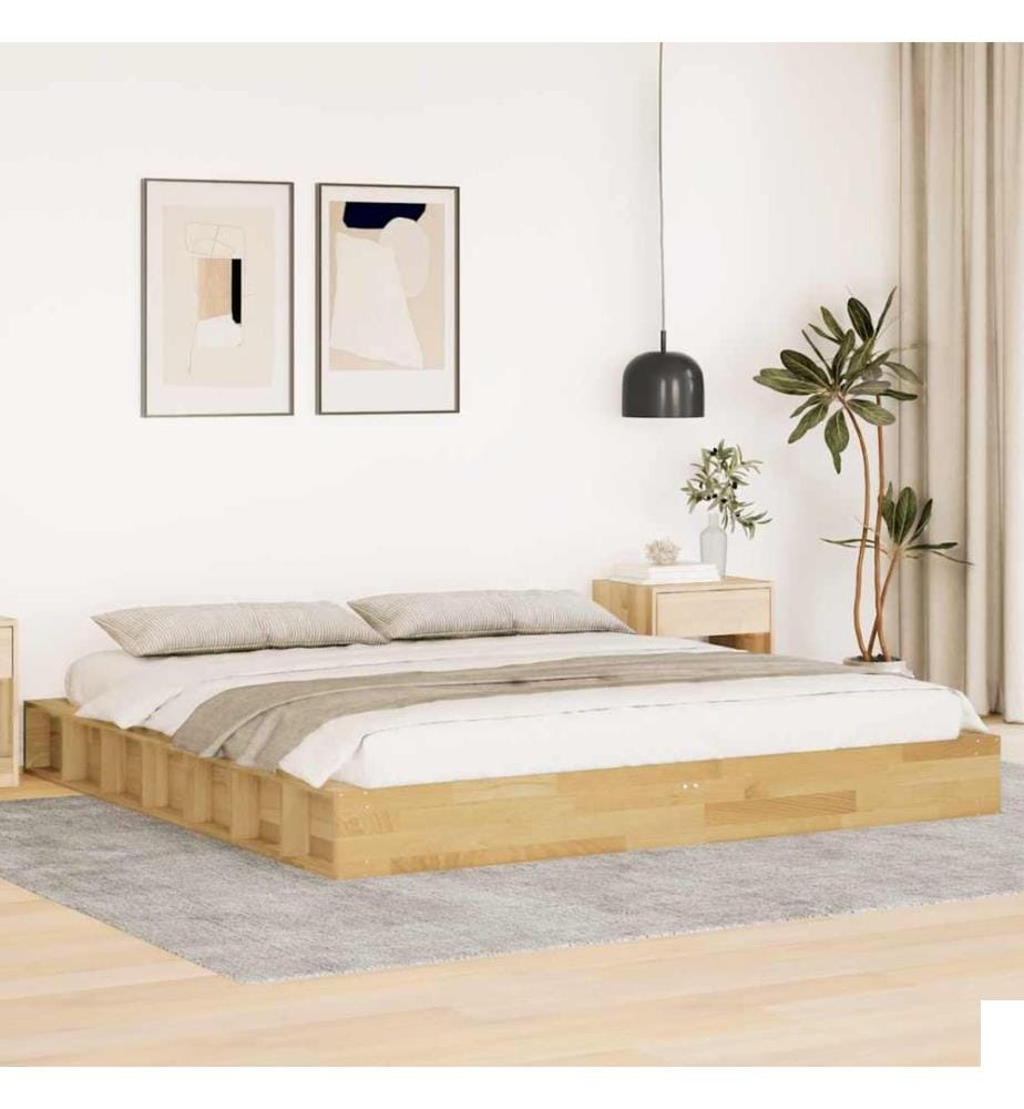Cadre de lit sans matelas 180x200 cm bois massif de chêne