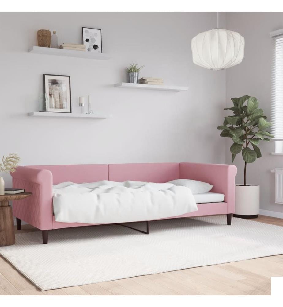 Lit de repos sans matelas rose 90x200 cm velours