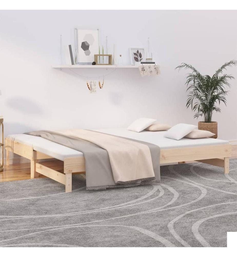 Lit coulissant sans matelas 2x(90x200) cm Bois de pin massif