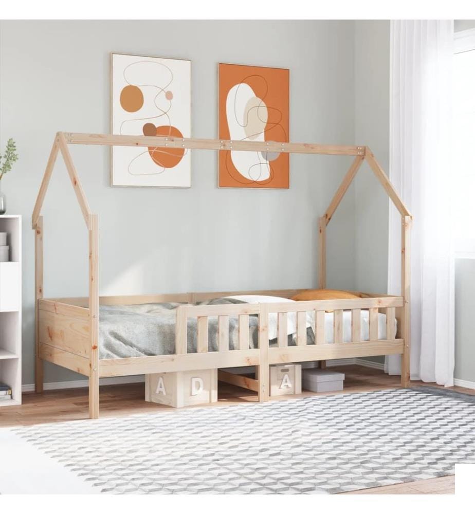 Cadre de lit d'enfants forme de maison sans matelas pin