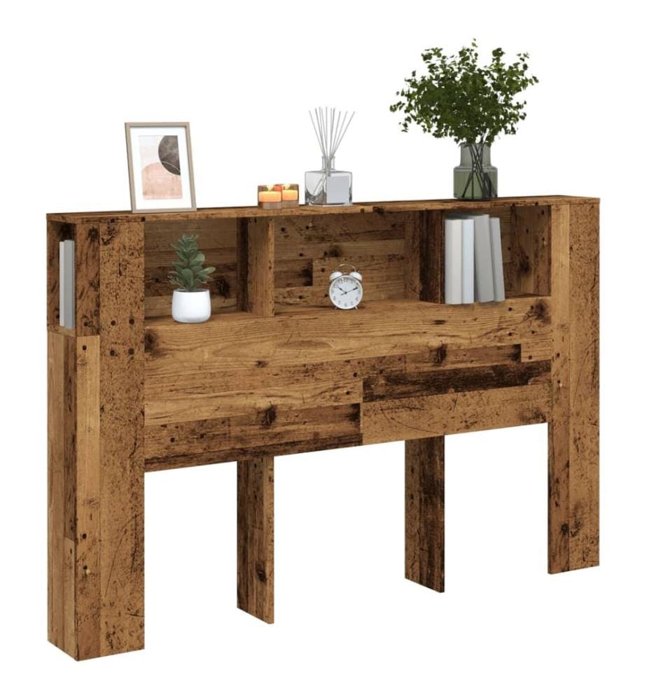 Armoire de tête de lit vieux bois 160x18,5x103,5 cm