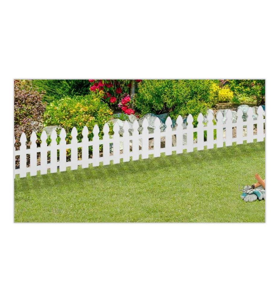 Lot de 10 Bordurettes pour Parterre en Plastique Blanc Motifs Clôture - Vert