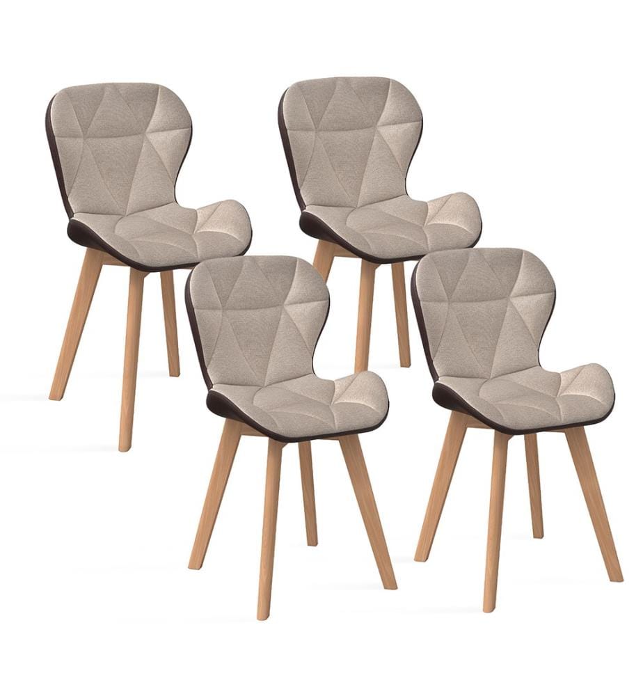 Lot de 4 Chaises Gladys - Taupe et Bois