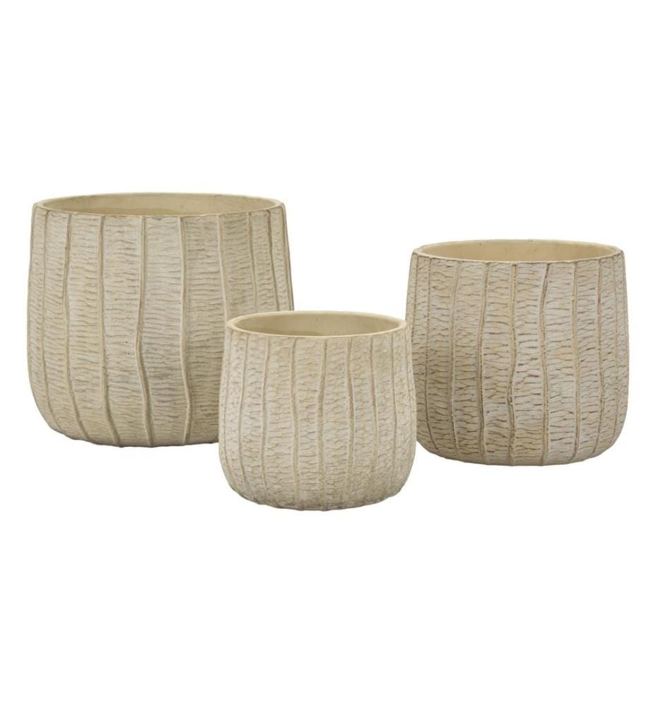 Cachepot Set de flocons 3 pièces cm 30,5x27-25x22,2-19,5x18 - Crème