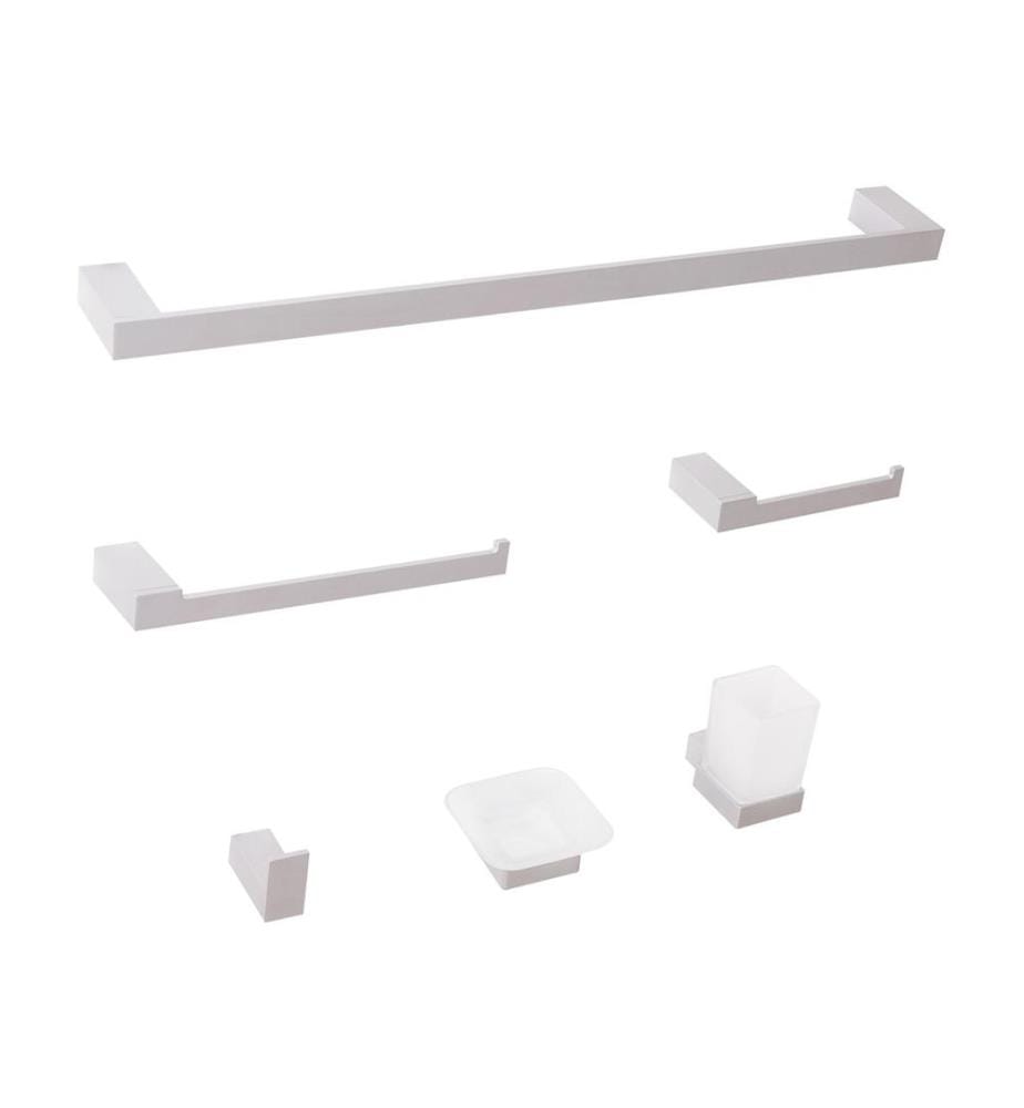 Lot de 6 pièces de quincaillerie pour salle de bain TUMACO avec porte-serviettes et crochets Argenté