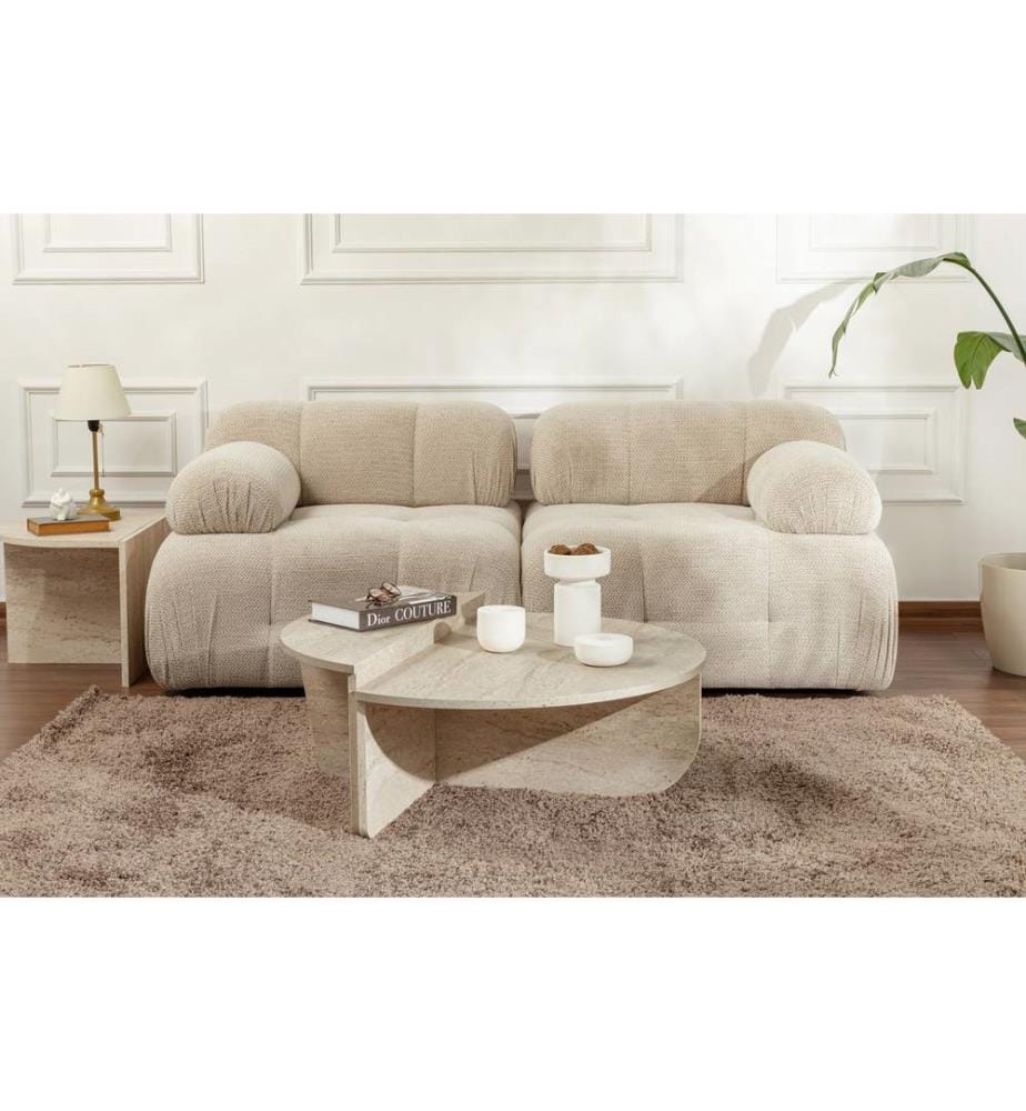 Table basse Orion - Travertin et Marbre