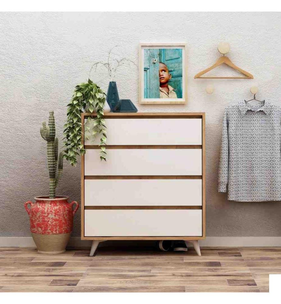 Commode, chêne blanc, panneau de particules mélaminé