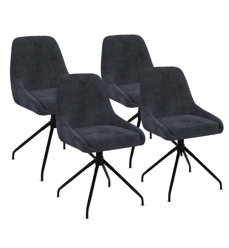 Lot de 4 Chaises Olivia assise pivotante pieds métal - Gris Foncé