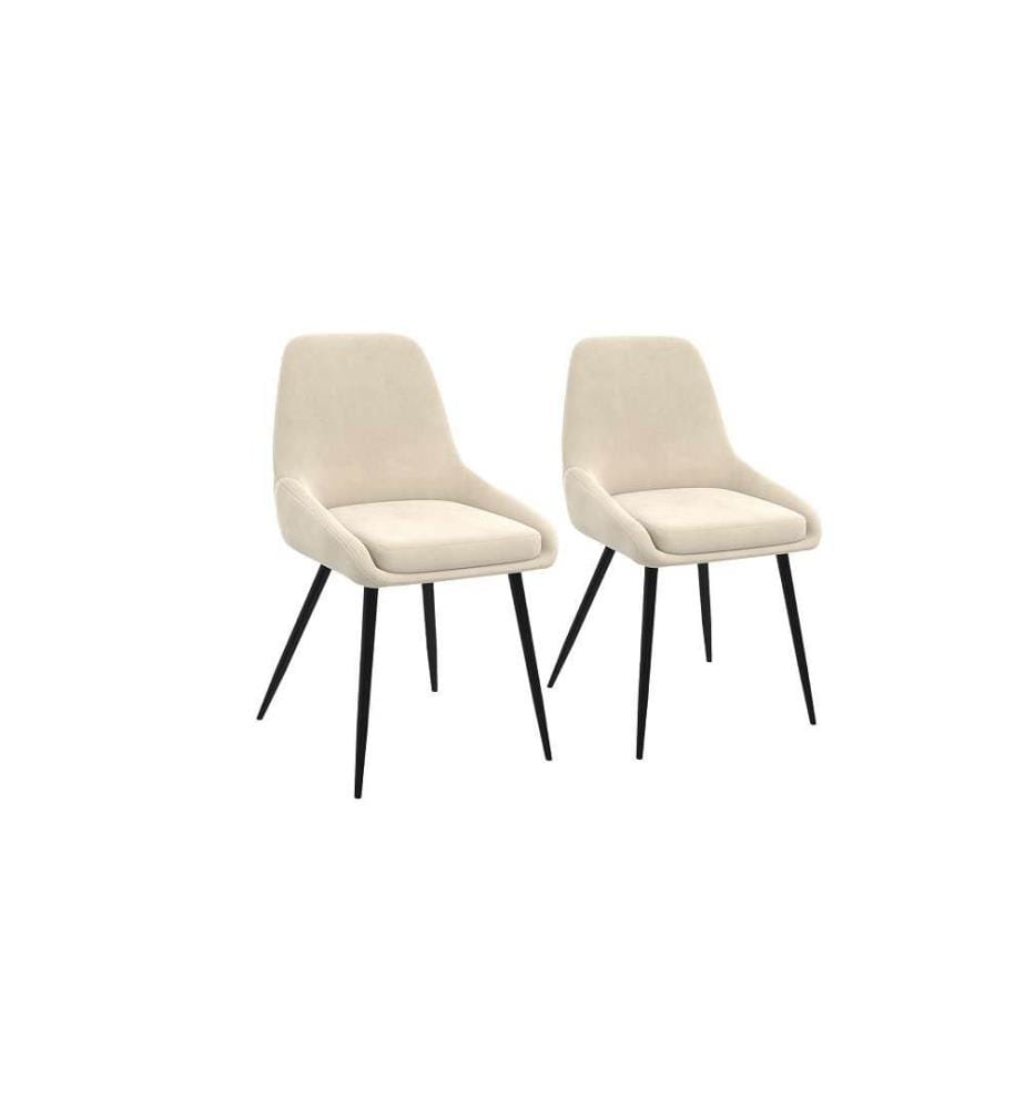 Lot de 2 Chaises Olivia assise crème pieds métal - Crème, Argenté