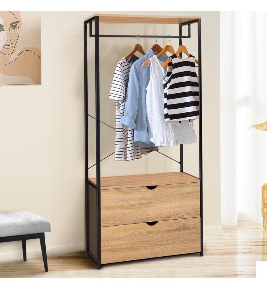 Dressing Memphis 80x40x167cm - Bois et Métal
