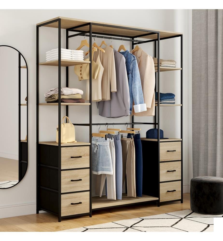 Dressing Iris double penderie - Brun et noir