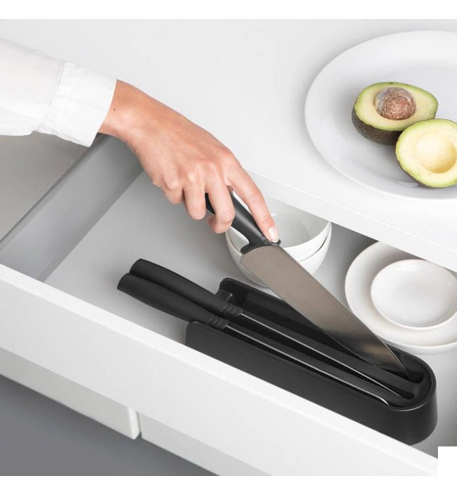 Bloc de Couteaux pour Tiroir avec Couteaux - Gris Foncé