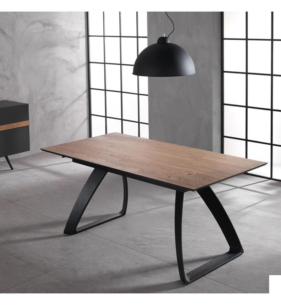 Table extensible Barret 170/270x90 cm - Brun et noir