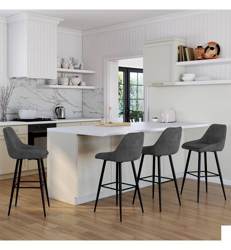 Lot de 4 Tabourets de bar Olivia - Gris foncé