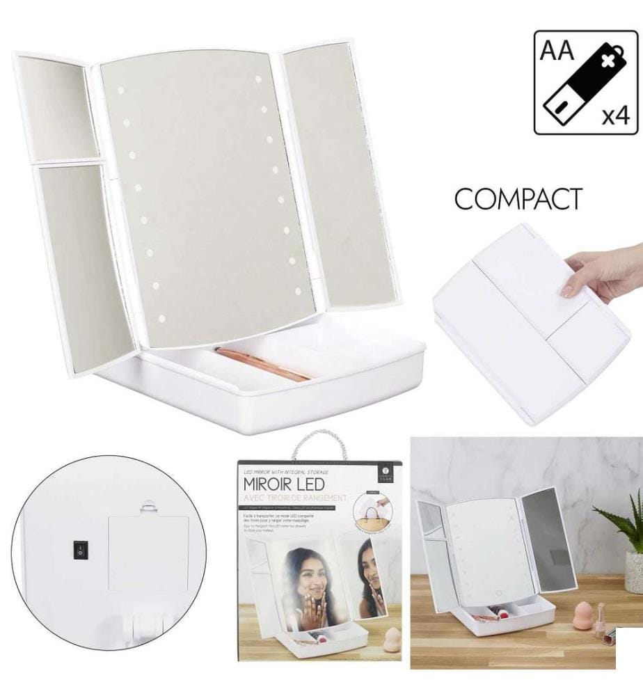 Miroir LED Tiroir de Rangement 24 cm - Blanc