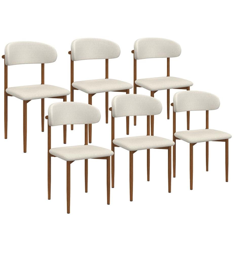 Lot de 6 chaises Callisto - Beige et bois foncé
