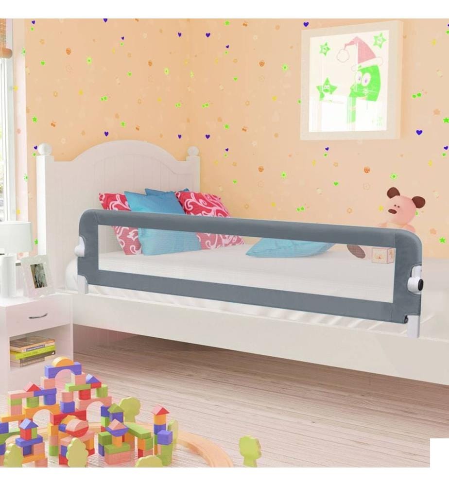 Barrière de sécurité de lit d'enfant Gris 180x42 cm Polyester