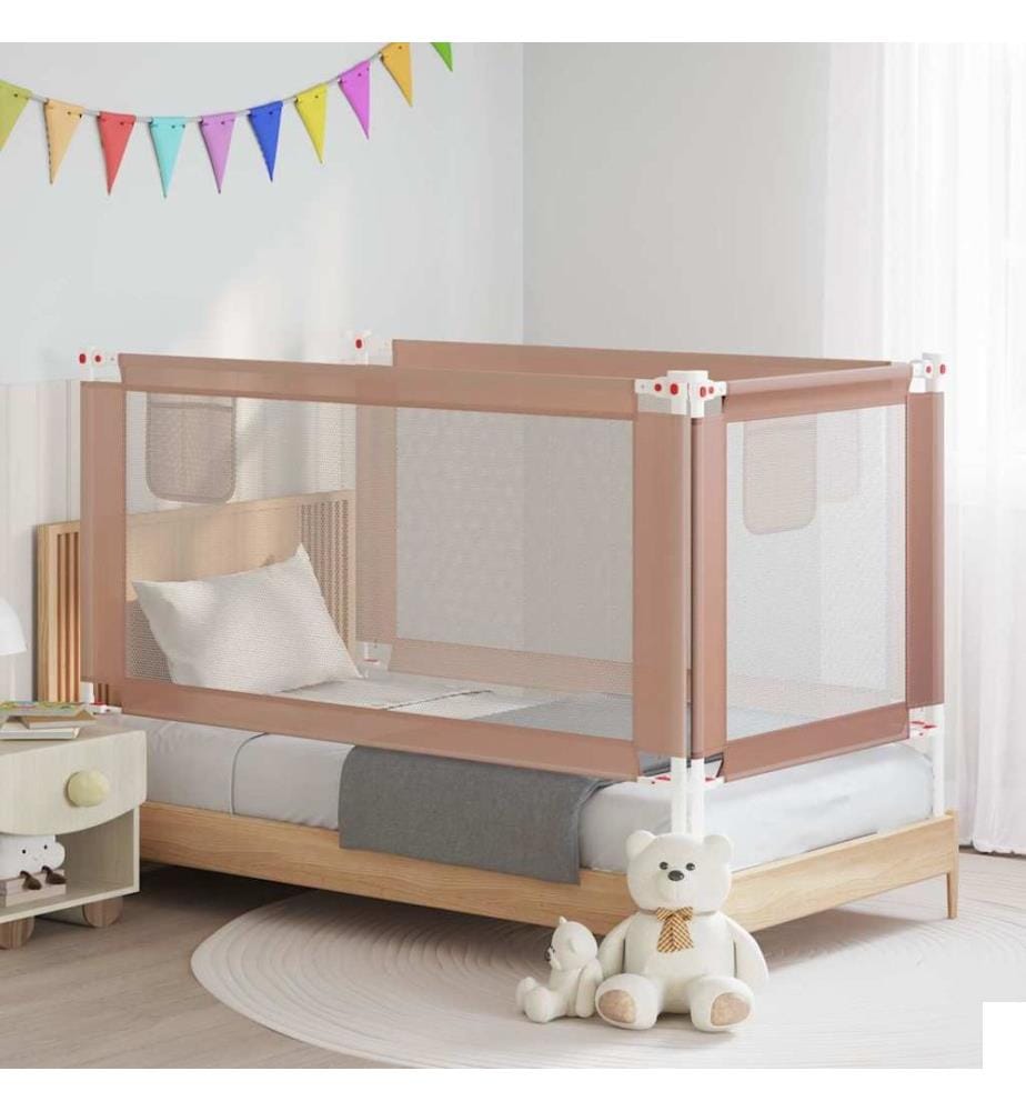 Barrière de sécurité de lit d'enfant Taupe 160x25 cm Tissu