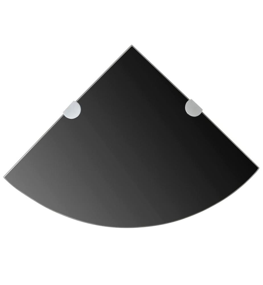 Étagère de coin avec supports chromés Verre Noir 35 x 35 cm