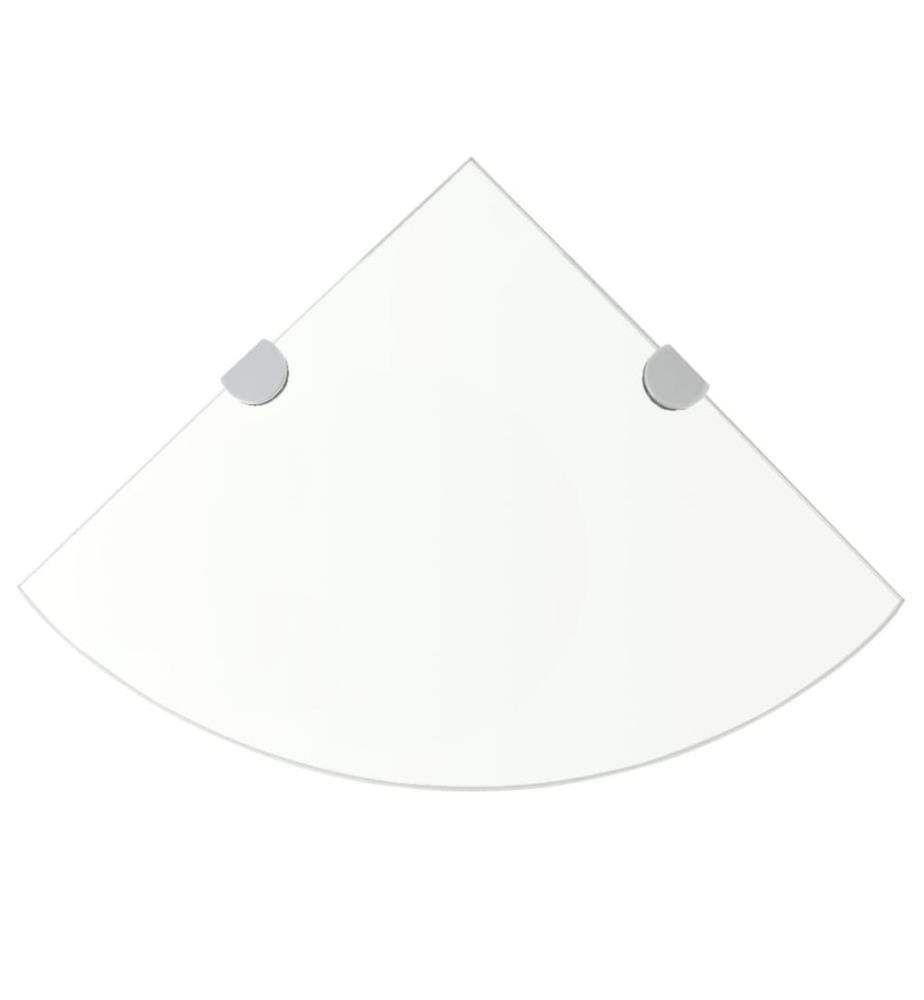Étagères d'angle 2 pcs et supports Verre Transparent 35x35 cm