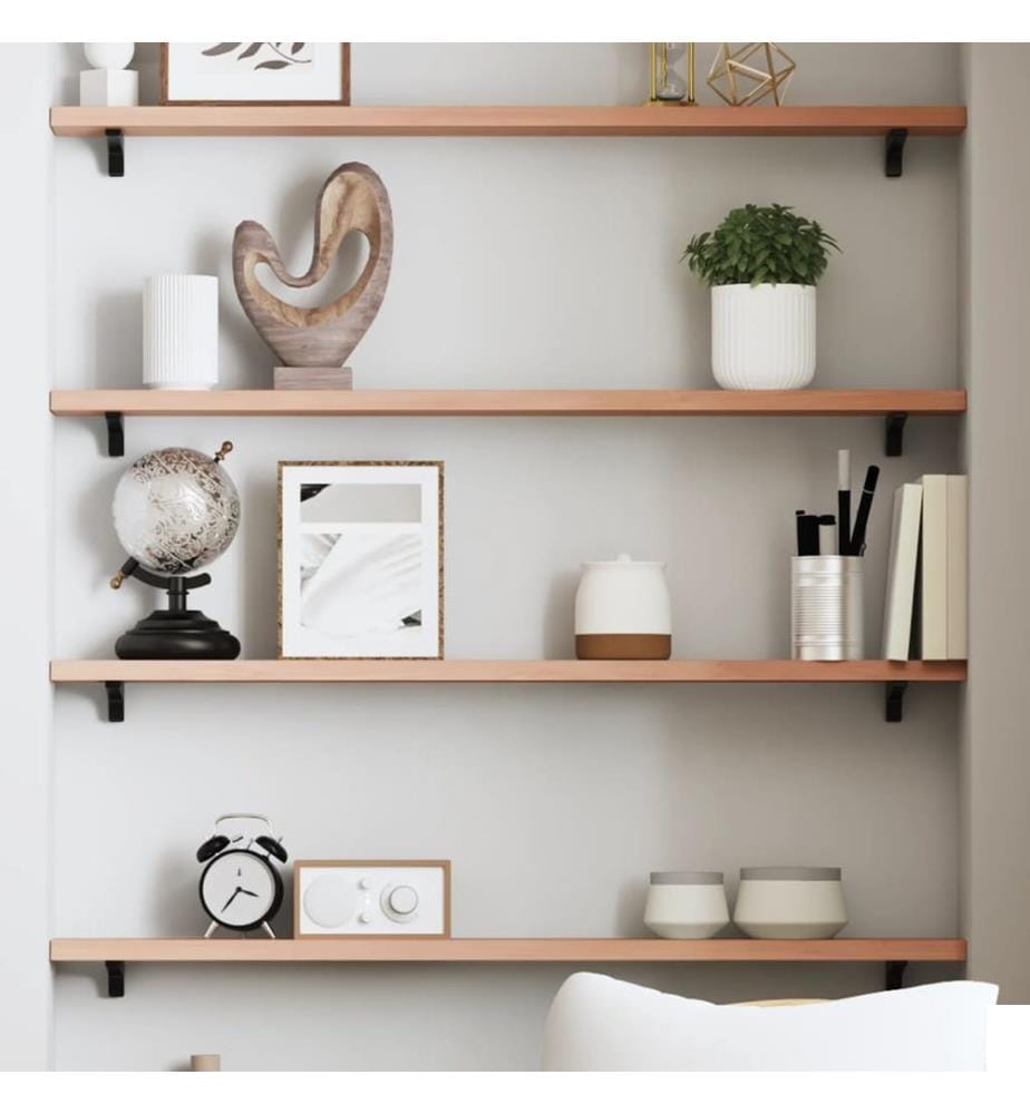 Étagère murale marron clair 80x10x2 cm bois chêne massif traité