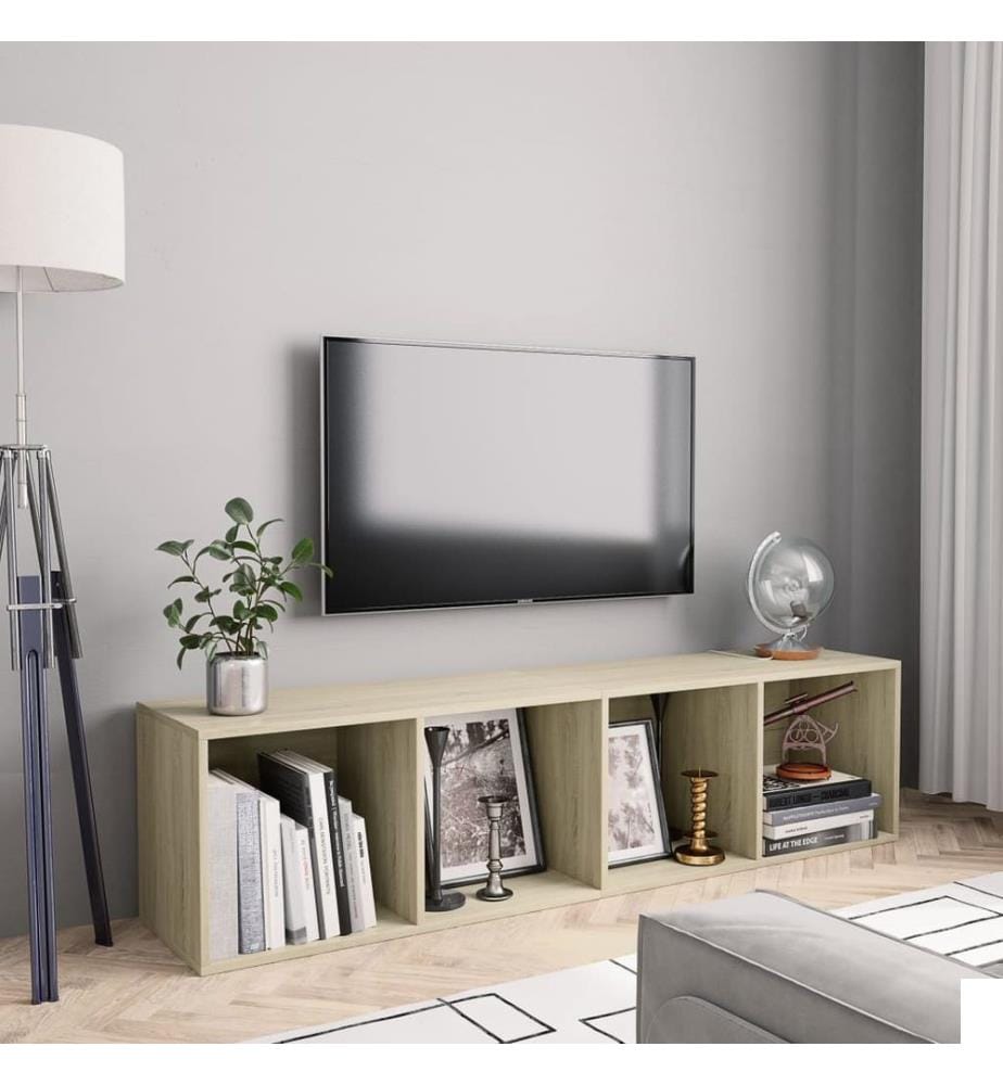 Bibliothèque/Meuble TV Chêne sonoma 143x30x36 cm
