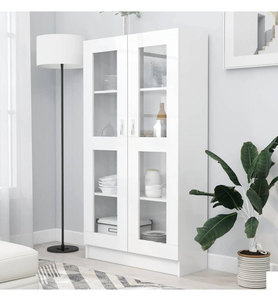 Armoire à vitrine Blanc 82,5x30,5x150 cm Bois d'ingénierie