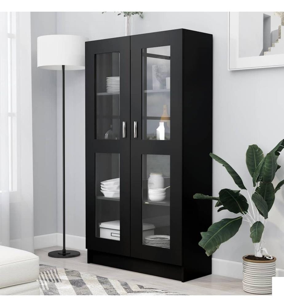 Armoire à vitrine Noir 82,5x30,5x150 cm Bois d'ingénierie