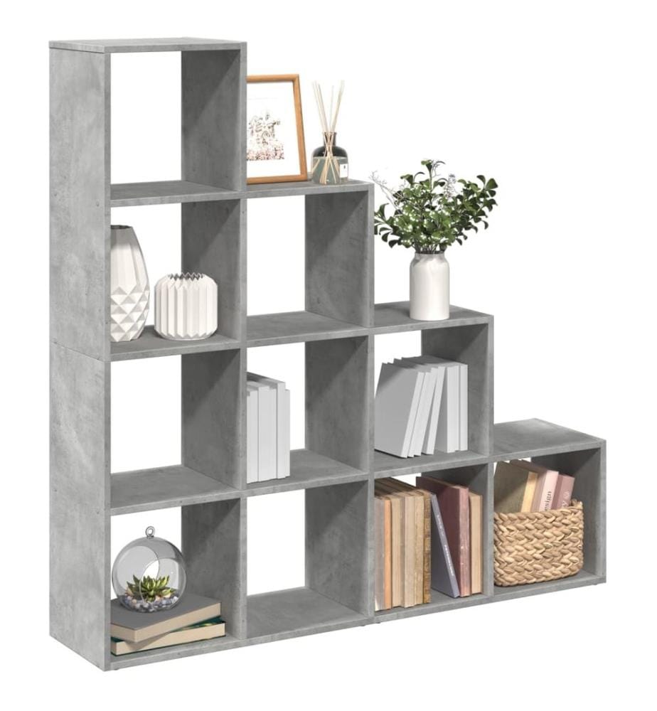 Étagère séparatrice de pièce à 4 niveaux gris béton