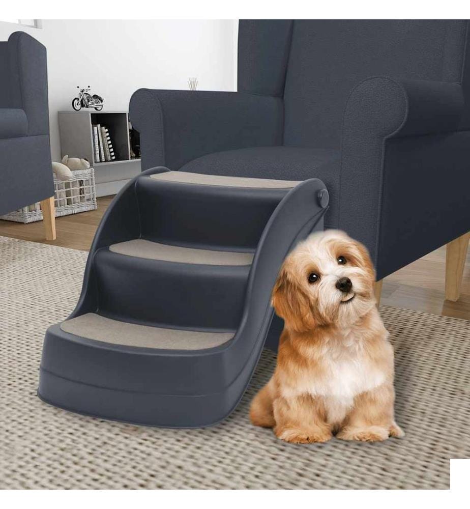 Escalier pliable à 3 marches pour chiens Gris foncé