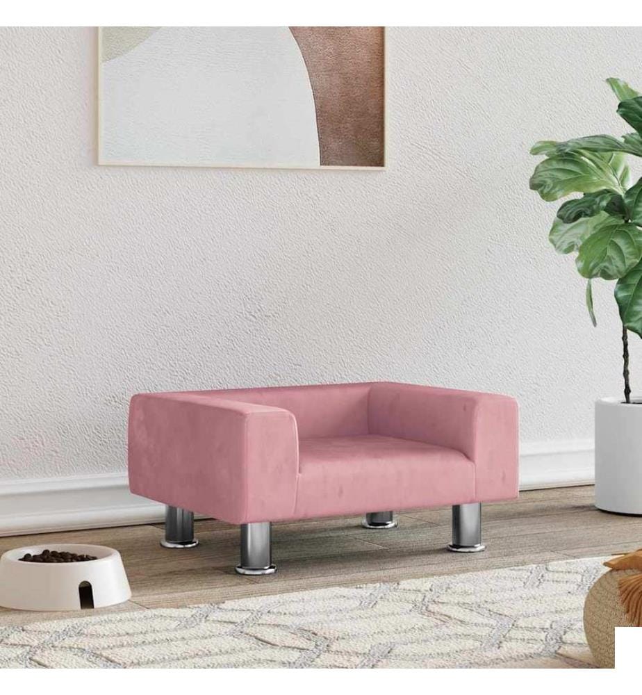 Lit pour chien rose 50x40x26,5 cm velours