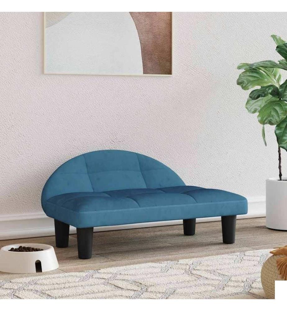 Lit pour chien bleu 70x52x30 cm velours