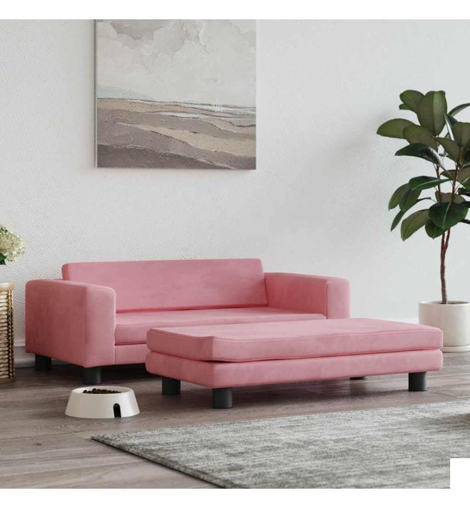 Lit pour chien avec extension rose 100x50x30 cm velours
