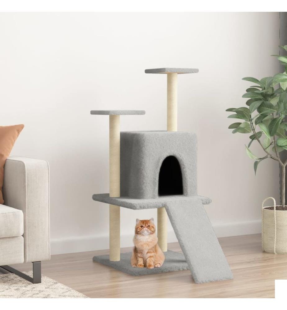 Arbre à chat avec griffoirs en sisal gris clair 110 cm