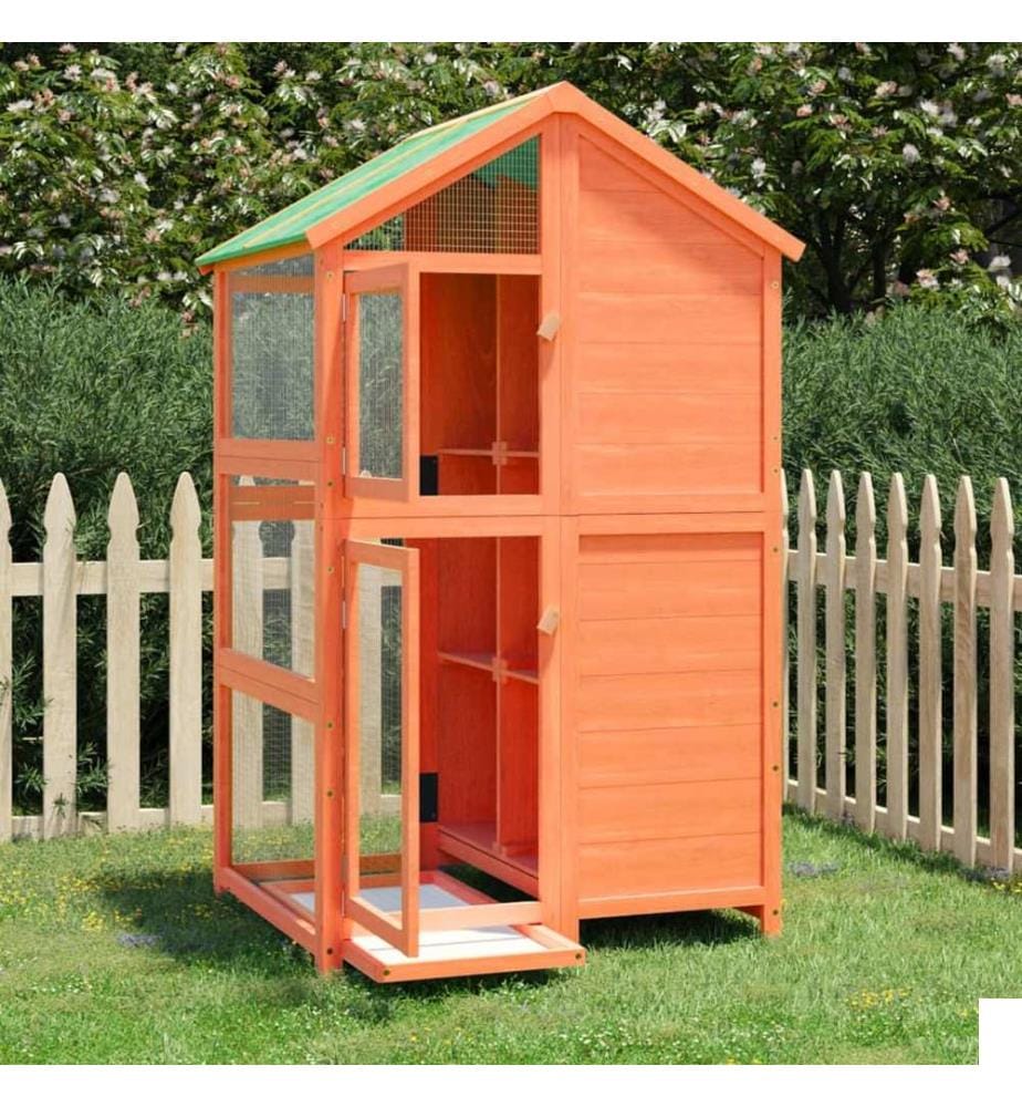 Maison à oiseaux marron 97x81x152 cm bois massif de pin