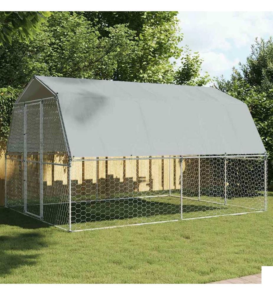 Cage pour chiens avec toit et porte argenté acier galvanisé