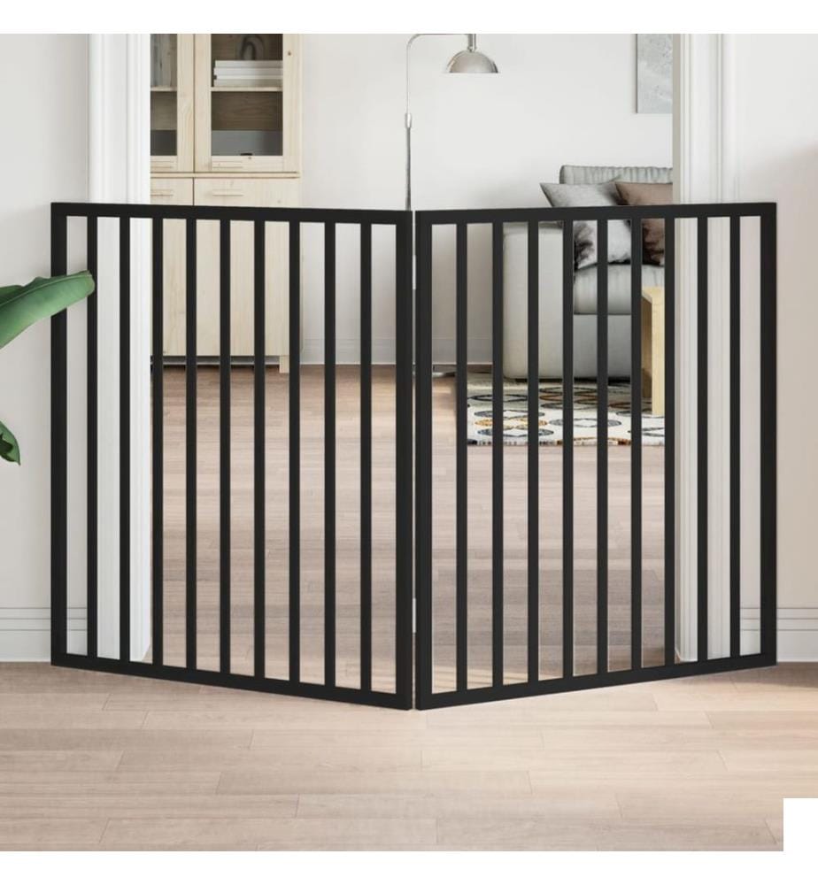 Barrière pour chien pliable à 2 panneaux Noir 160 cm Bois de peuplier