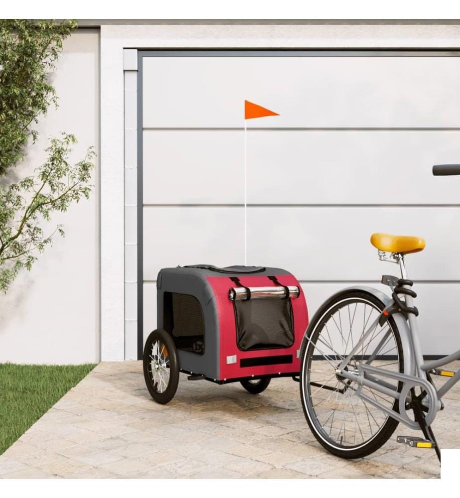 Remorque de vélo pour animaux de compagnie rouge et gris