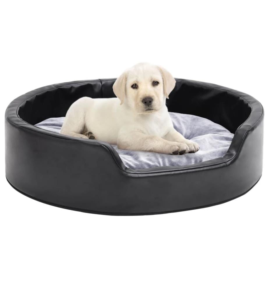Lit pour chiens Noir et gris 69x59x19 cm Peluche et similicuir