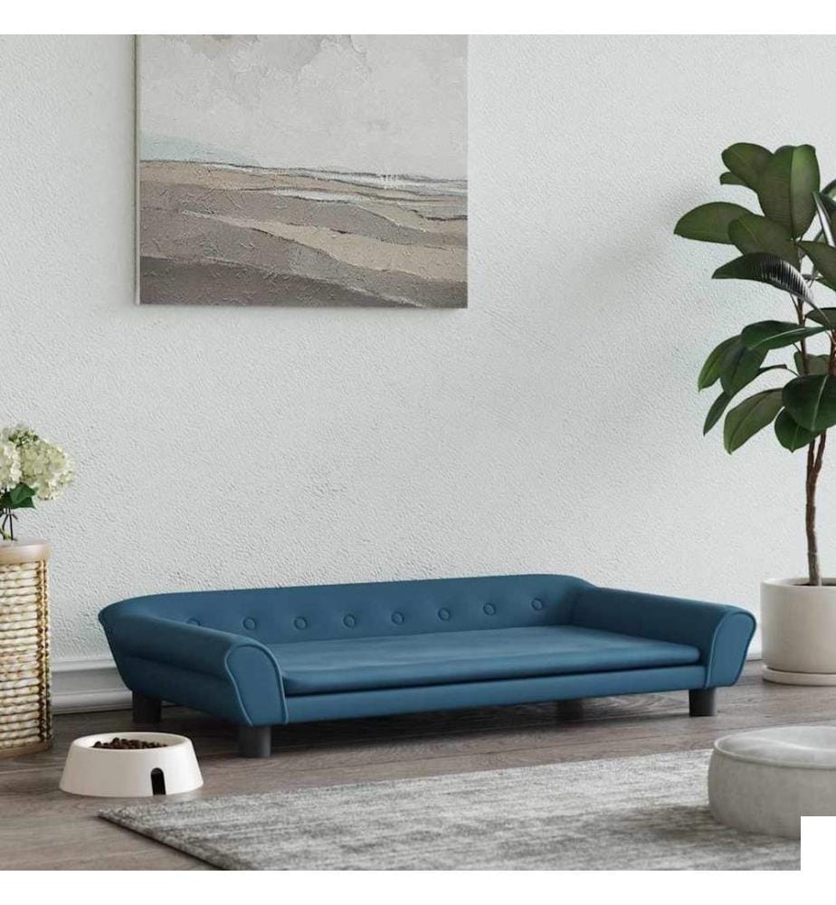 Lit pour chien bleu 100x50x21 cm velours